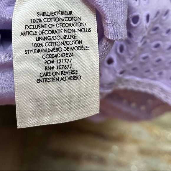 ALICE + OLIVIA Remada Eyelet Cotton Ruffle Dress Cotton Lavender size 10 - Picture 7 of 12